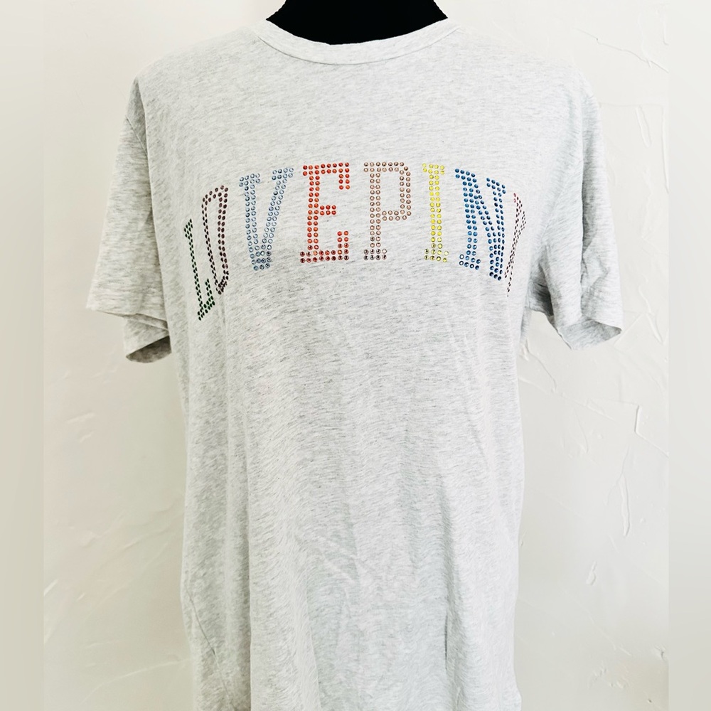Victoria’s Secret PINK Short Sleeve Campus T-Shirt Rainbow Shine Bling
